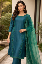 Embroidered Green Formal Wear ( Party Wear Dress )