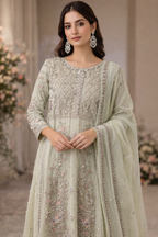 Pastel Green Hardworked Kurta ( Heavy Formal Dress )