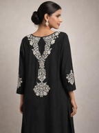 Black & Silver Embroidered Formal ( Party Wear Dress )