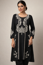 Black & Silver Embroidered Formal ( Party Wear Dress )