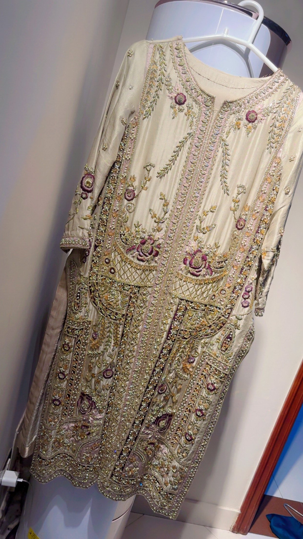 Ivory Gold Embroidered Formal ( Heavy Formal Dress )