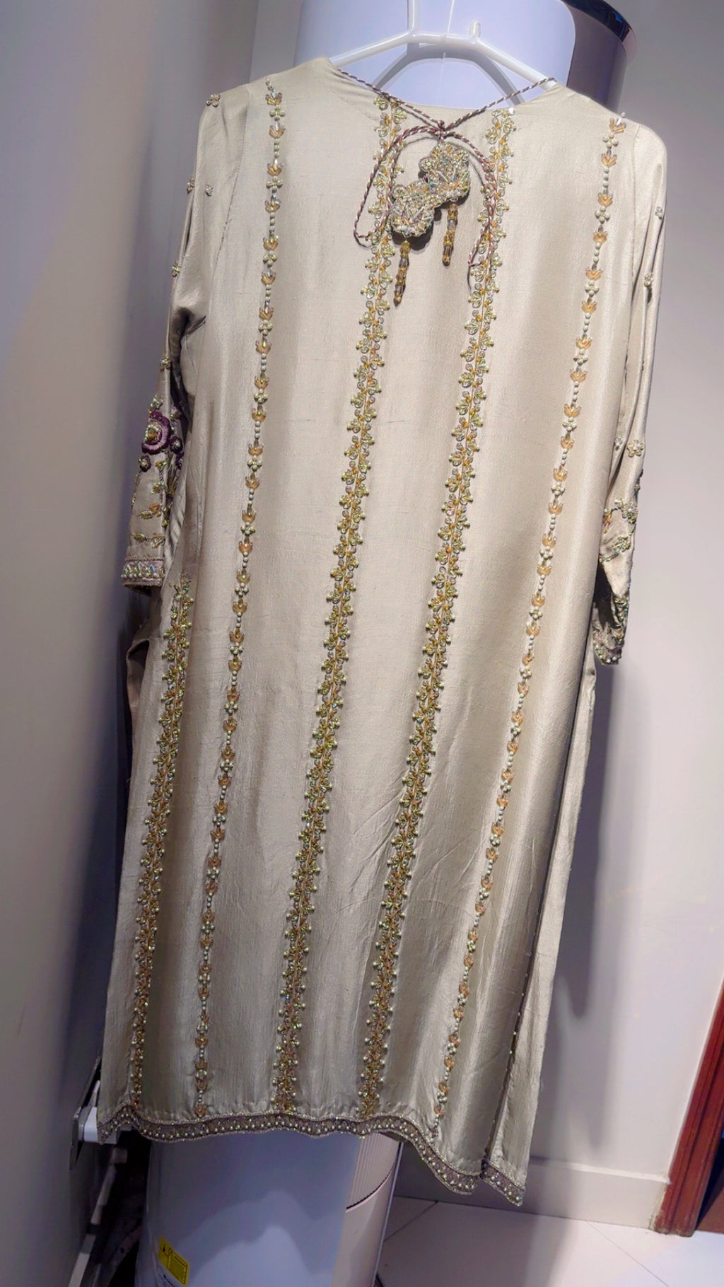 Ivory Gold Embroidered Formal ( Heavy Formal Dress )