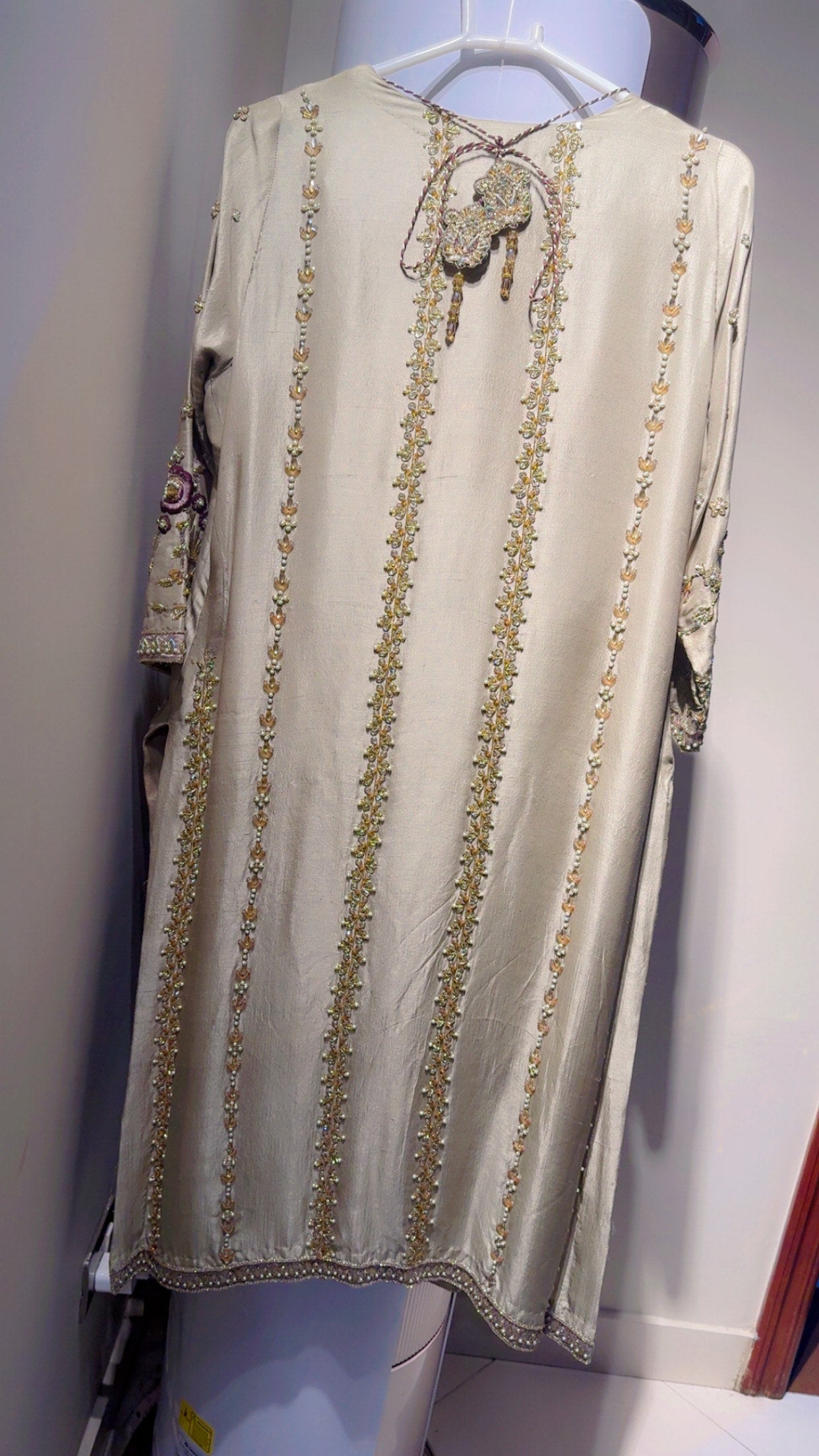 Ivory Gold Embroidered Formal ( Heavy Formal Dress )