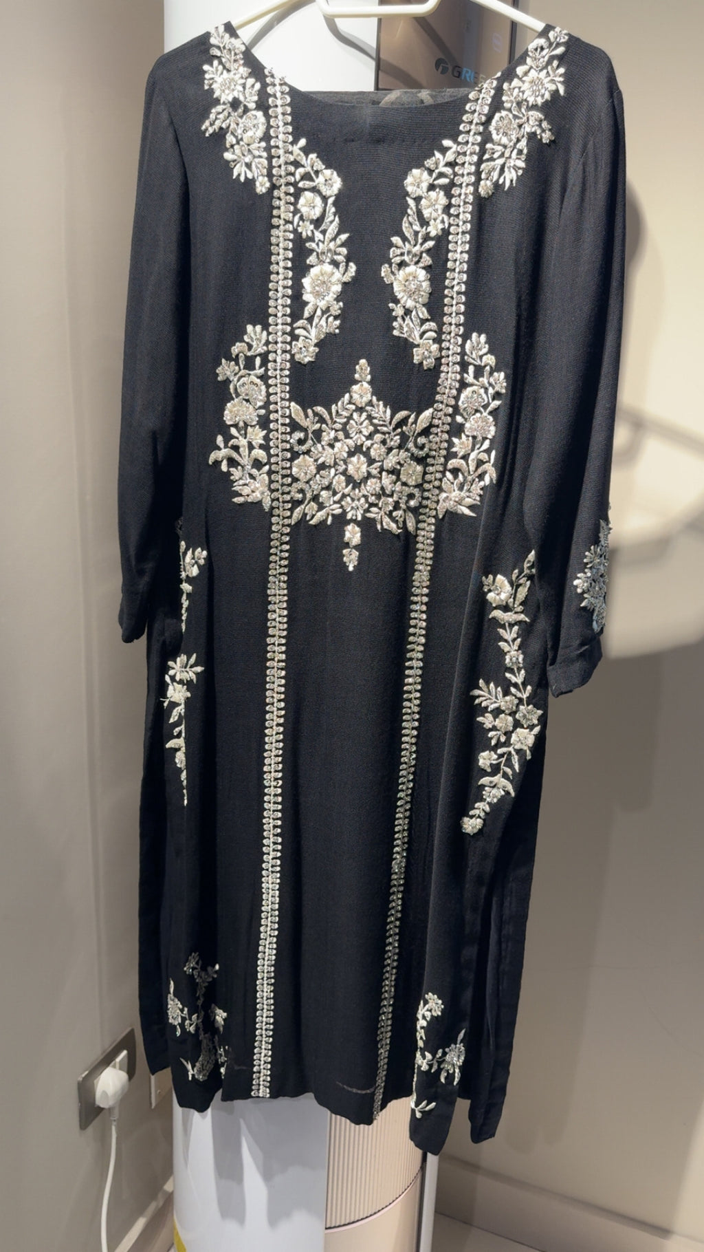 Black & Silver Embroidered Formal ( Party Wear Dress )