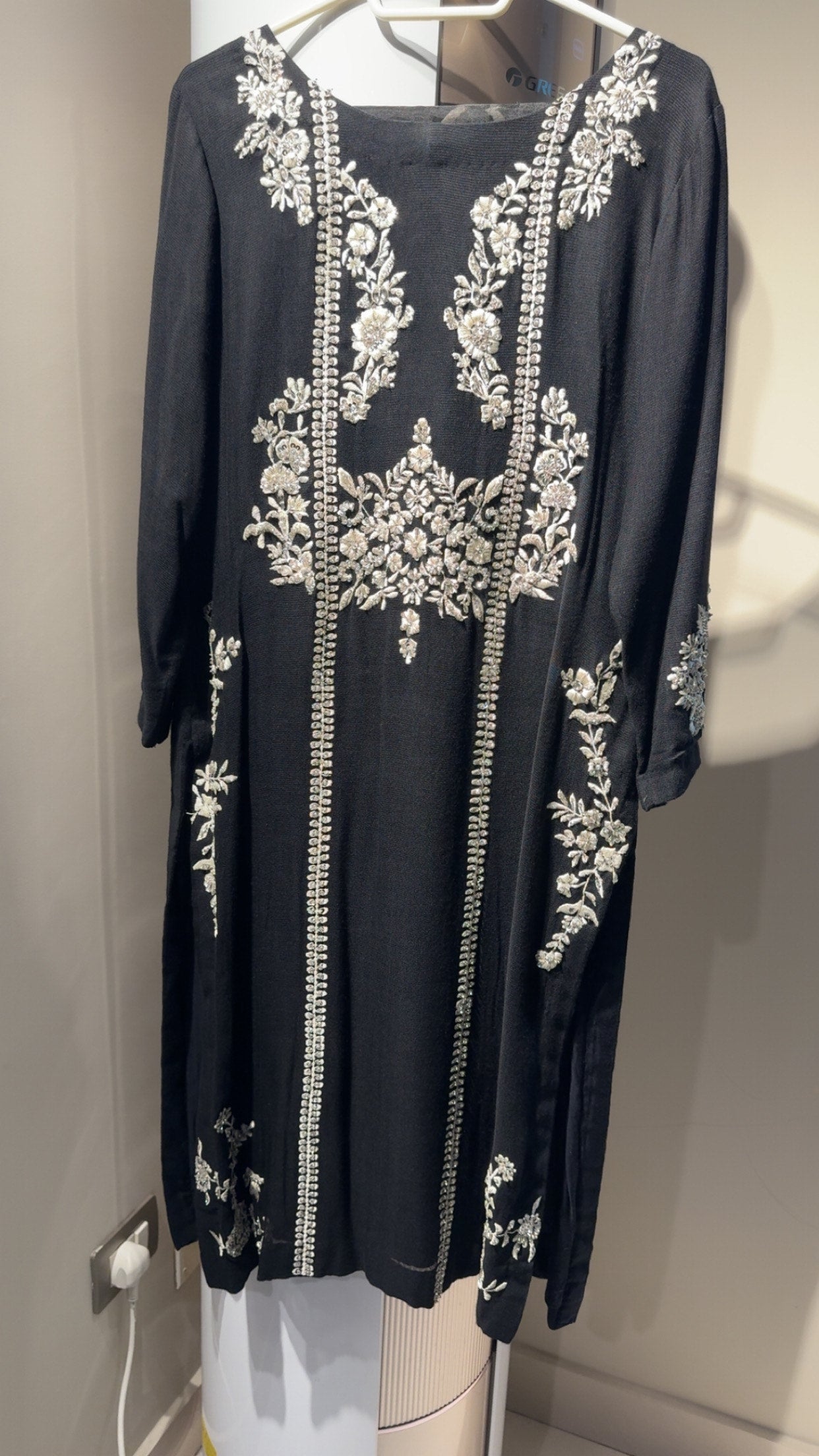 Black & Silver Embroidered Formal ( Party Wear Dress )