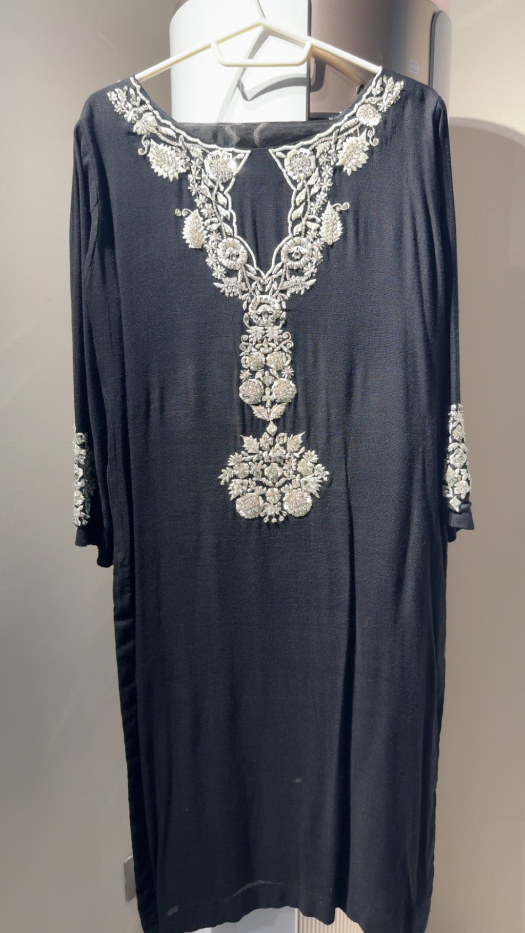 Black & Silver Embroidered Formal ( Party Wear Dress )