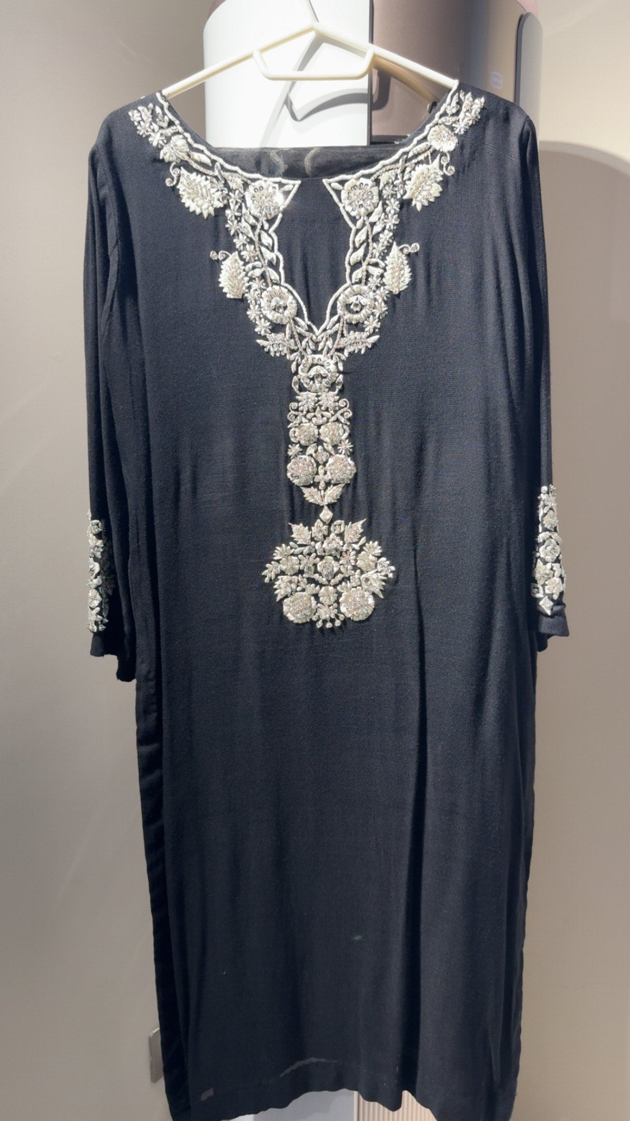Black & Silver Embroidered Formal ( Party Wear Dress )