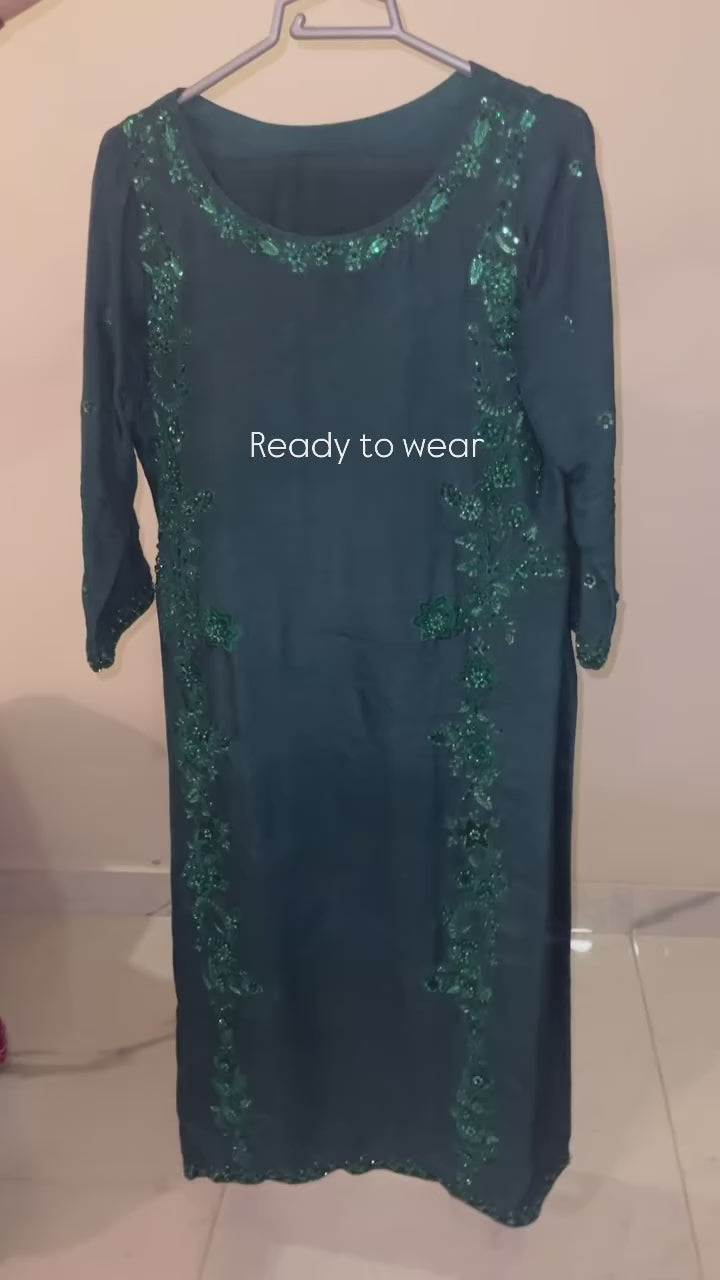 Embroidered Green Formal Wear ( Party Wear Dress )